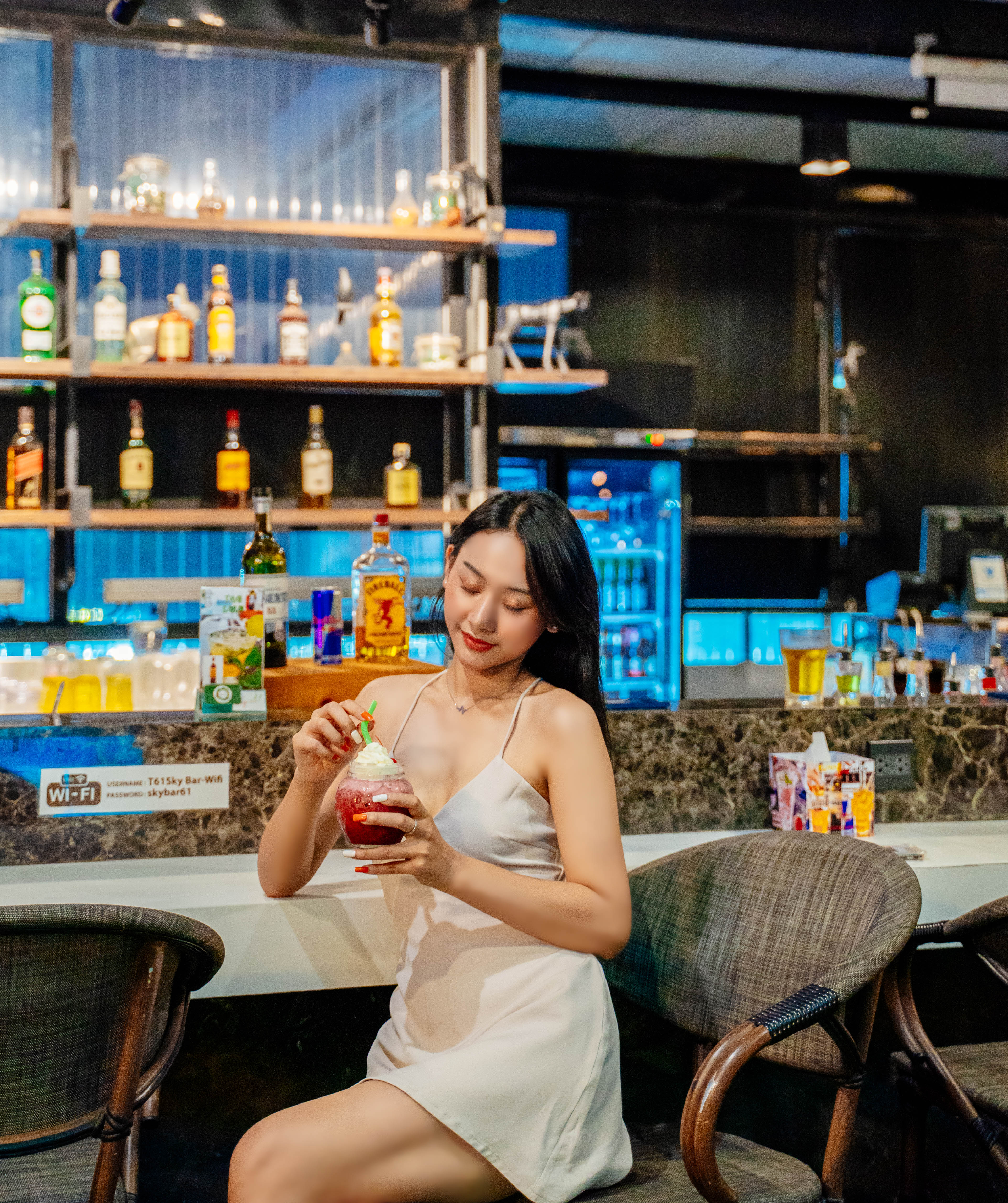 T61 Sky Bar rooftop panoramic view of Pattaya city skyline